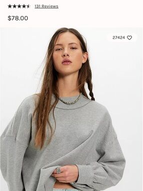 We The Free Heather Gray Scoopneck Crew Sweater